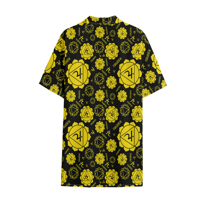 Manipura Chakra Pattern Print Cotton Hawaiian Shirt
