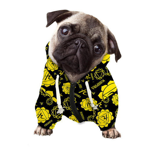 Manipura Chakra Pattern Print Dog Zip Up Hoodie