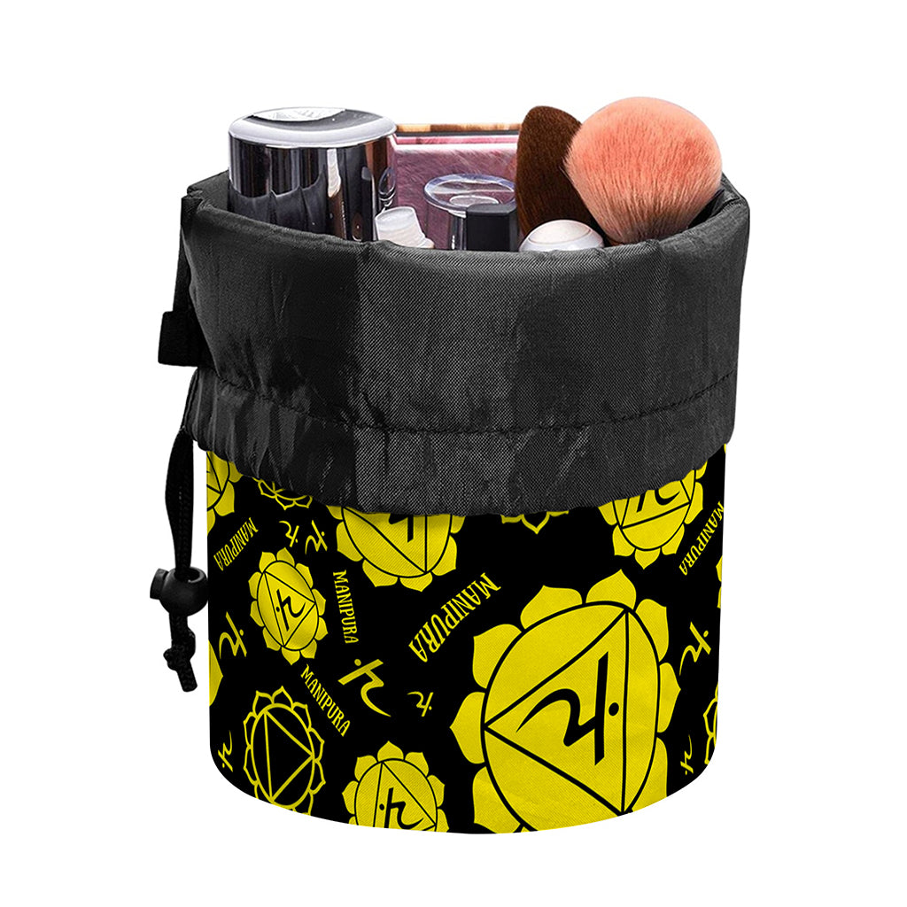 Manipura Chakra Pattern Print Drawstring Makeup Bag