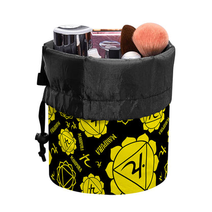 Manipura Chakra Pattern Print Drawstring Makeup Bag