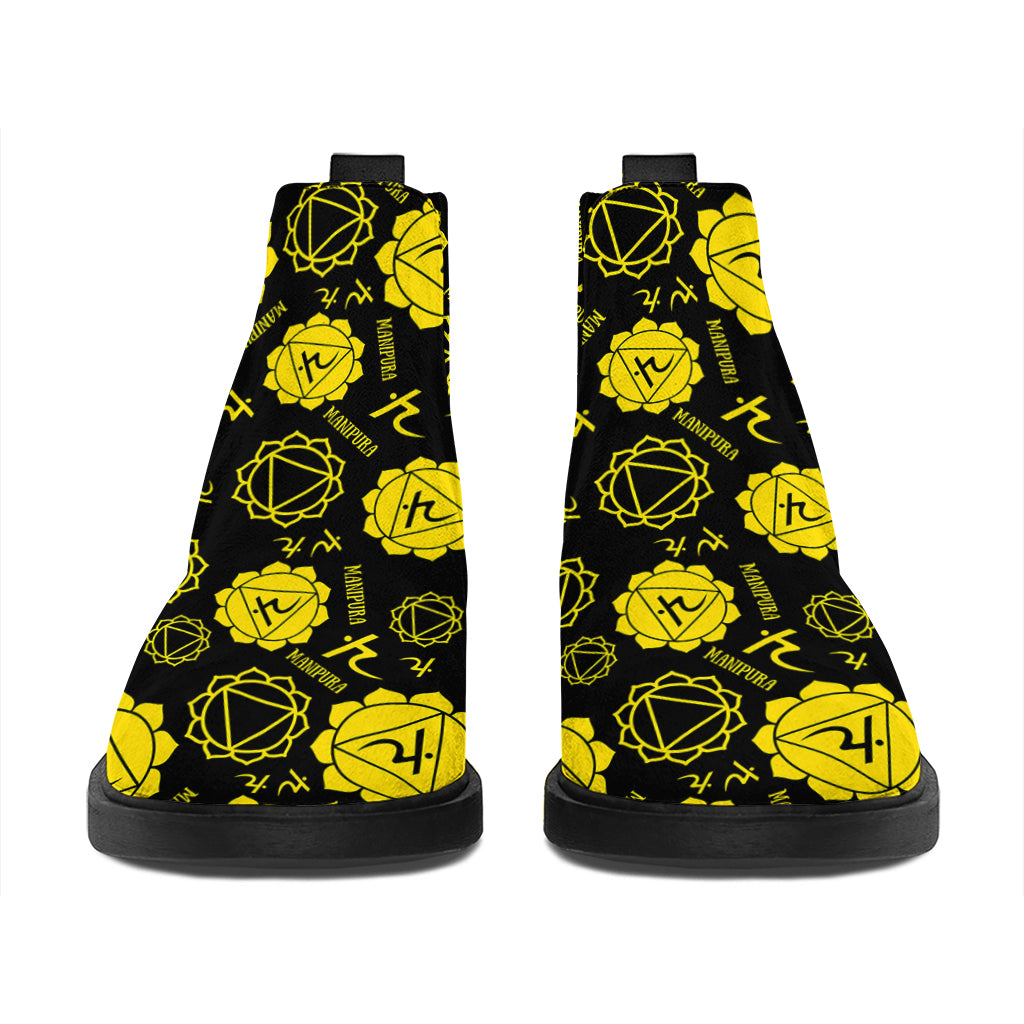 Manipura Chakra Pattern Print Flat Ankle Boots