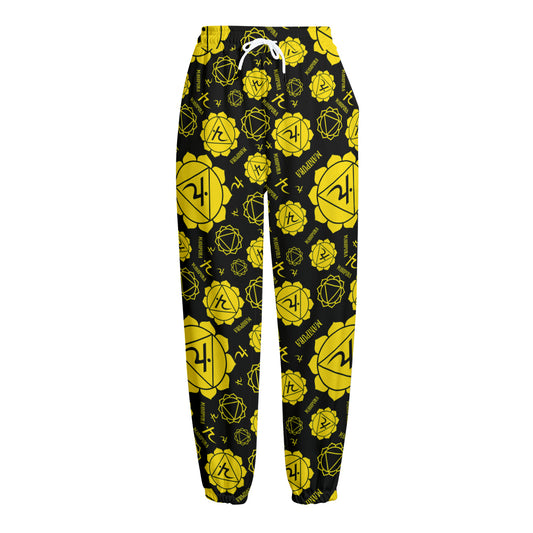 Manipura Chakra Pattern Print Fleece Lined Knit Pants