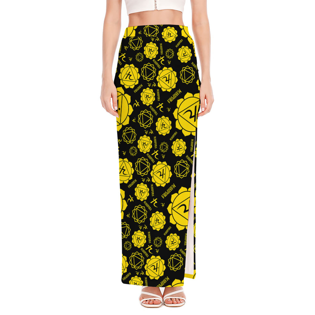 Manipura Chakra Pattern Print High Slit Maxi Skirt