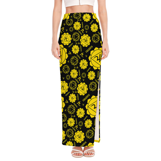Manipura Chakra Pattern Print High Slit Maxi Skirt