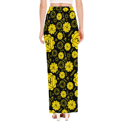 Manipura Chakra Pattern Print High Slit Maxi Skirt