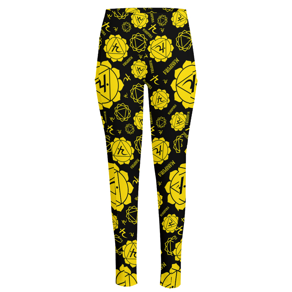 Manipura Chakra Pattern Print High-Waisted Pocket Leggings