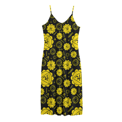 Manipura Chakra Pattern Print Jersey Midi Cami Dress