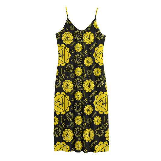 Manipura Chakra Pattern Print Jersey Midi Cami Dress
