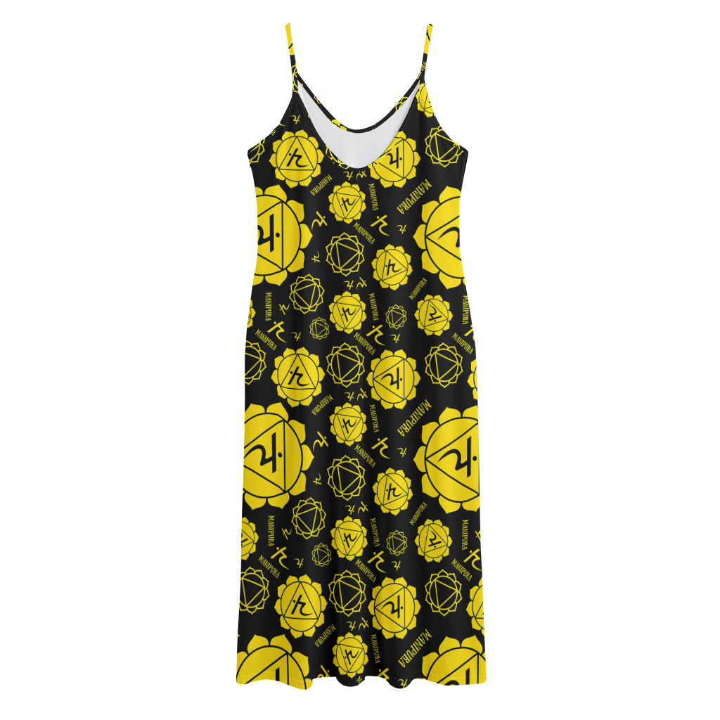 Manipura Chakra Pattern Print Jersey Midi Cami Dress
