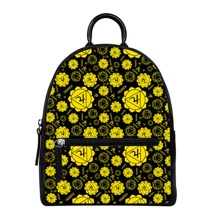 Manipura Chakra Pattern Print Leather Backpack