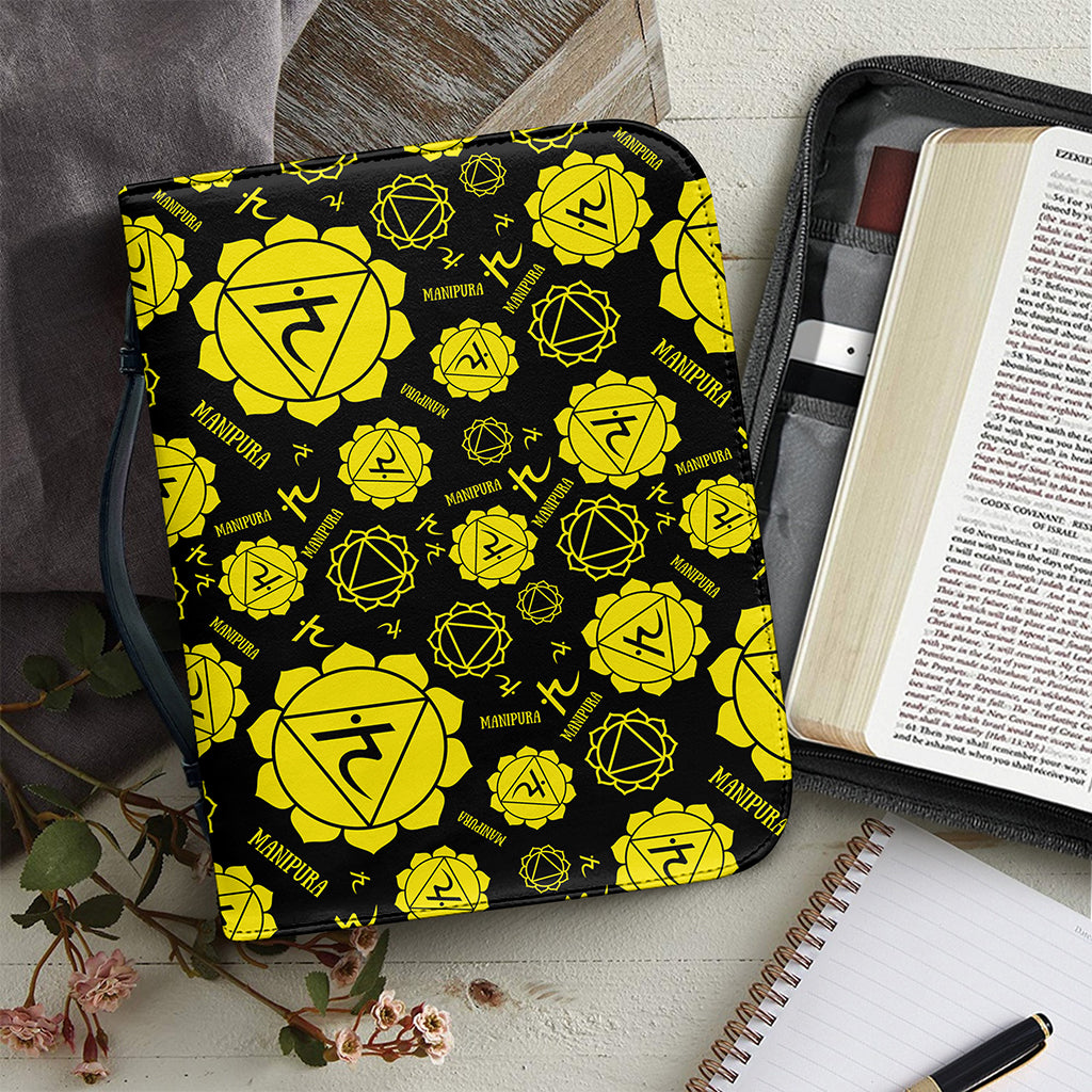 Manipura Chakra Pattern Print Leather Bible Cover