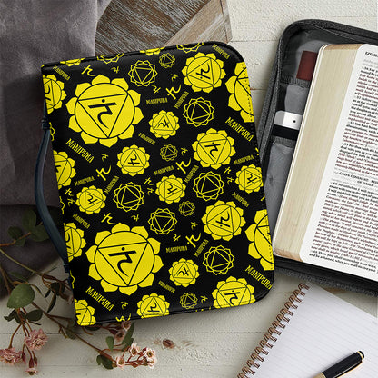 Manipura Chakra Pattern Print Leather Bible Cover