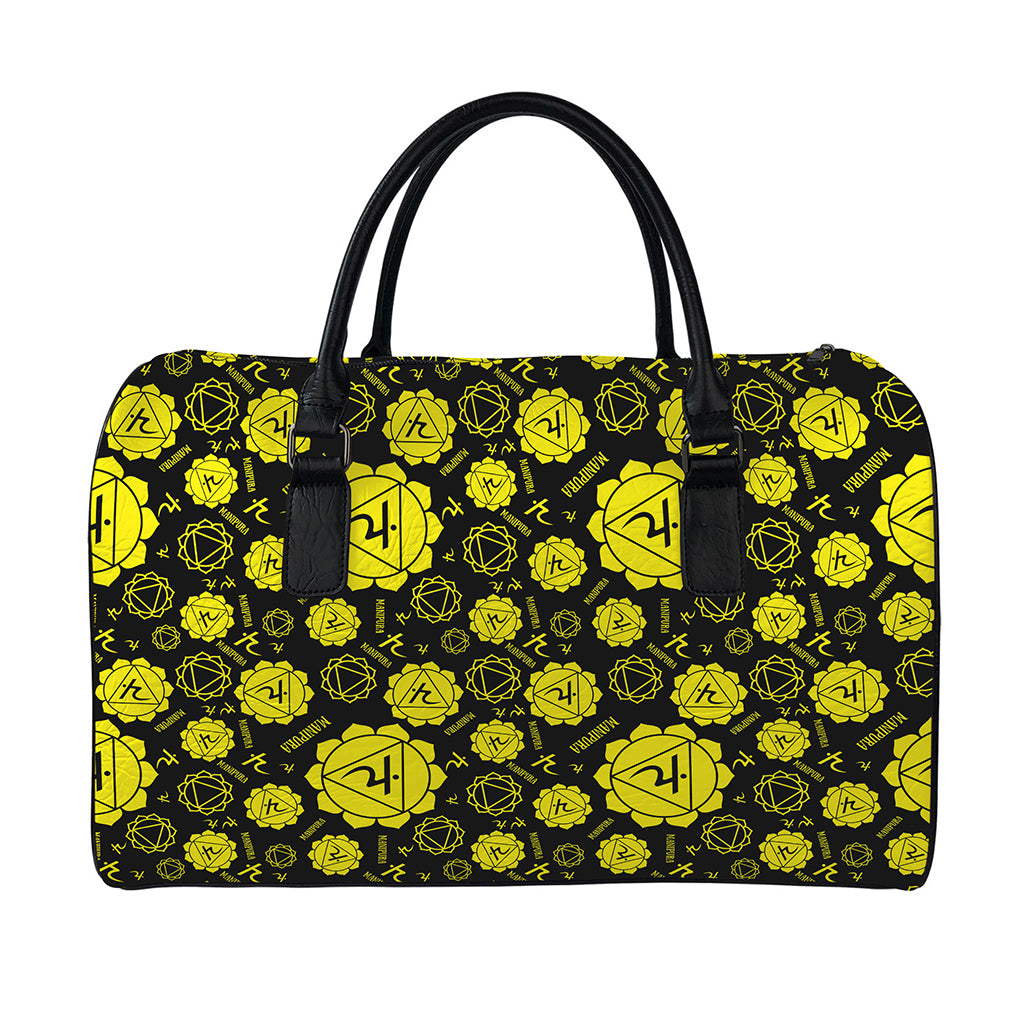 Manipura Chakra Pattern Print Leather Duffle Bag