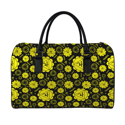 Manipura Chakra Pattern Print Leather Duffle Bag