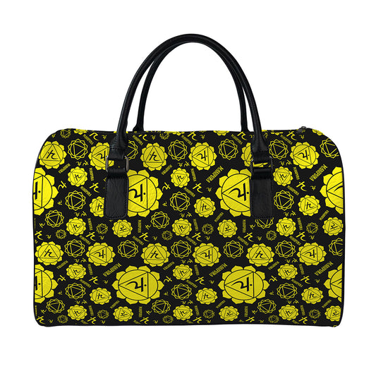 Manipura Chakra Pattern Print Leather Duffle Bag