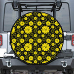 Manipura Chakra Pattern Print Leather Spare Tire Cover
