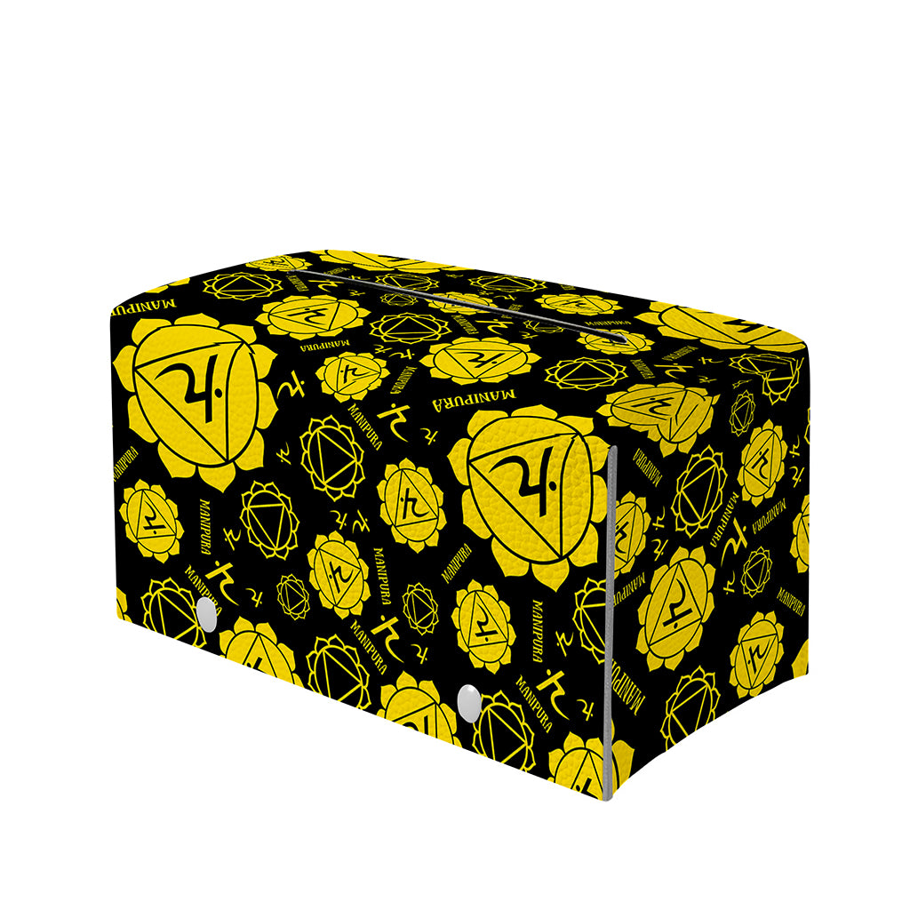 Manipura Chakra Pattern Print Leather Tissue Box Cover