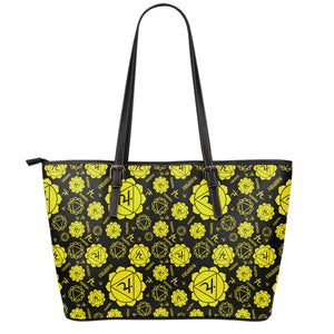 Manipura Chakra Pattern Print Leather Tote Bag