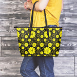 Manipura Chakra Pattern Print Leather Tote Bag