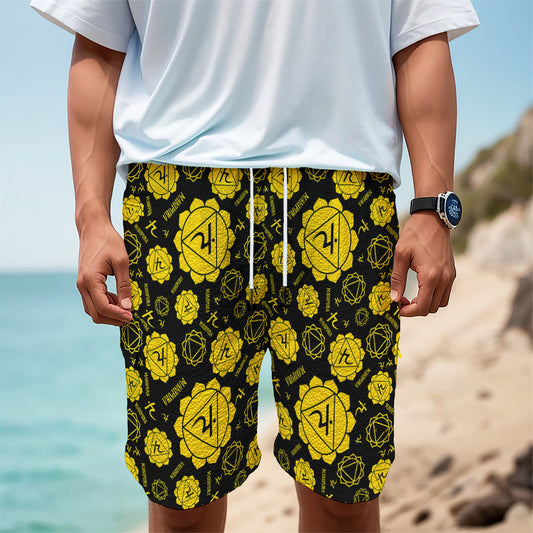 Manipura Chakra Pattern Print Men's Cargo Shorts