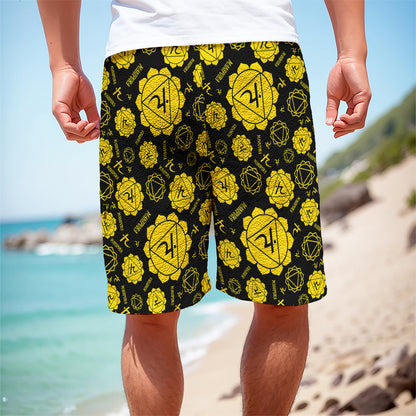 Manipura Chakra Pattern Print Men's Cargo Shorts