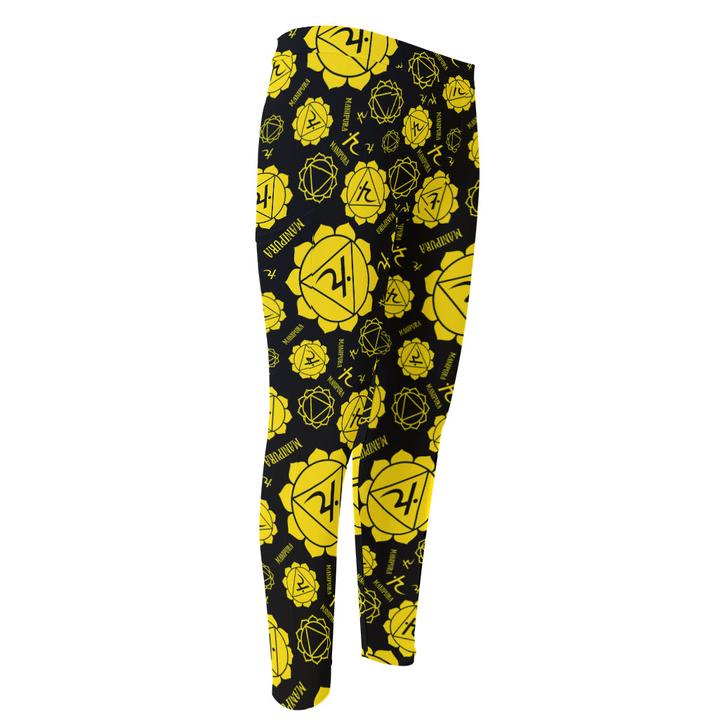 Manipura Chakra Pattern Print Men's Compression Pants