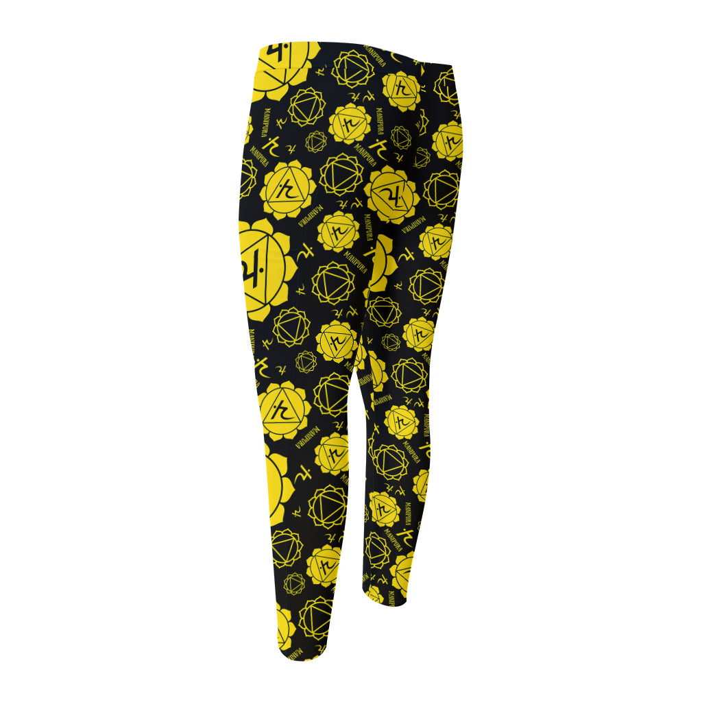 Manipura Chakra Pattern Print Men's Compression Pants
