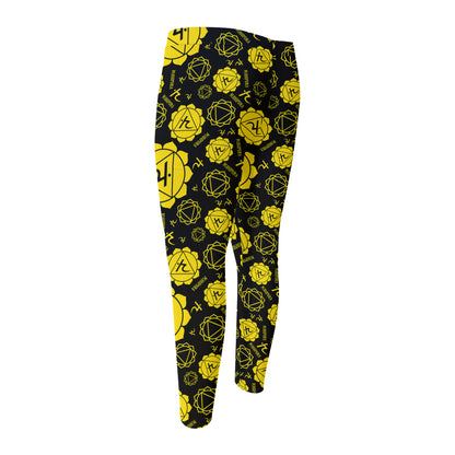 Manipura Chakra Pattern Print Men's Compression Pants
