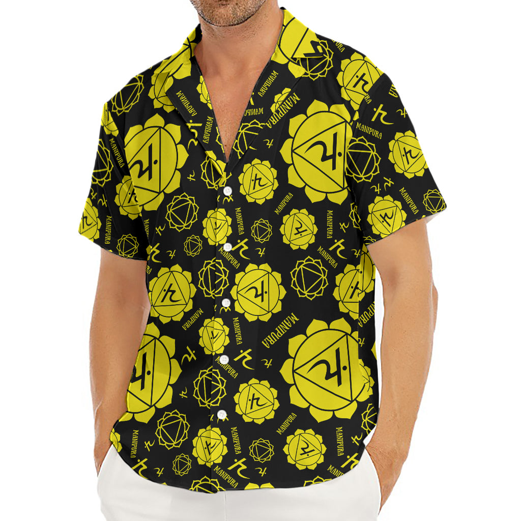 Manipura Chakra Pattern Print Men's Deep V-Neck Shirt