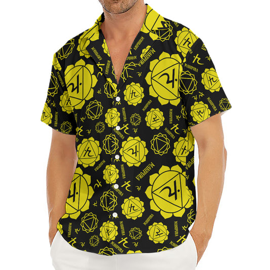 Manipura Chakra Pattern Print Men's Deep V-Neck Shirt