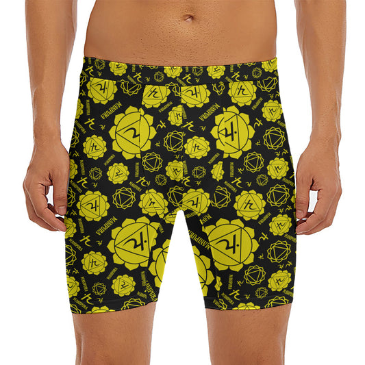 Manipura Chakra Pattern Print Men's Long Boxer Briefs