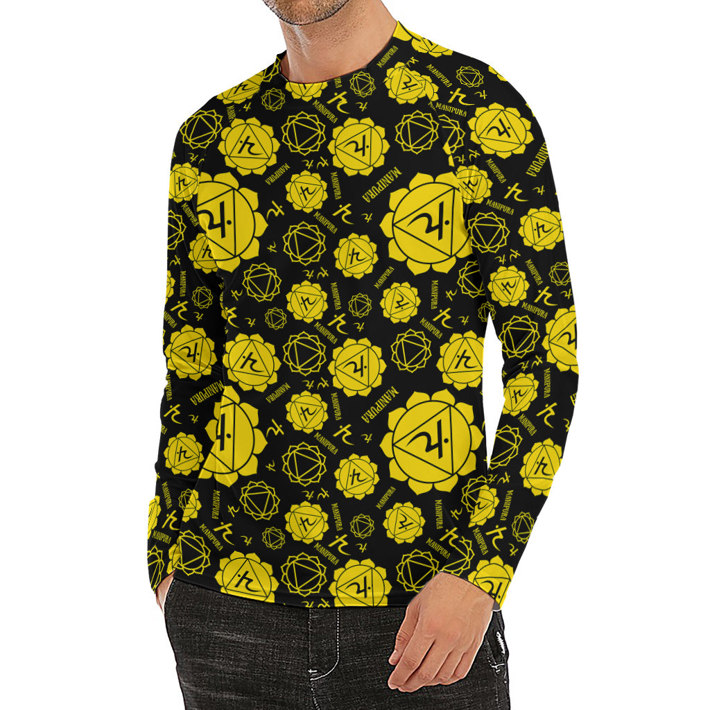 Manipura Chakra Pattern Print Men's Long Sleeve Rash Guard