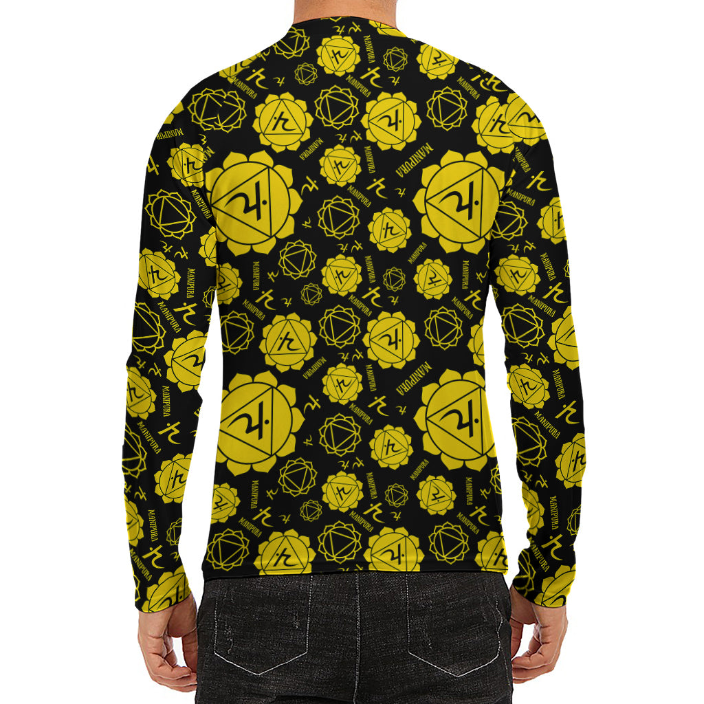 Manipura Chakra Pattern Print Men's Long Sleeve Rash Guard