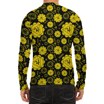 Manipura Chakra Pattern Print Men's Long Sleeve Rash Guard