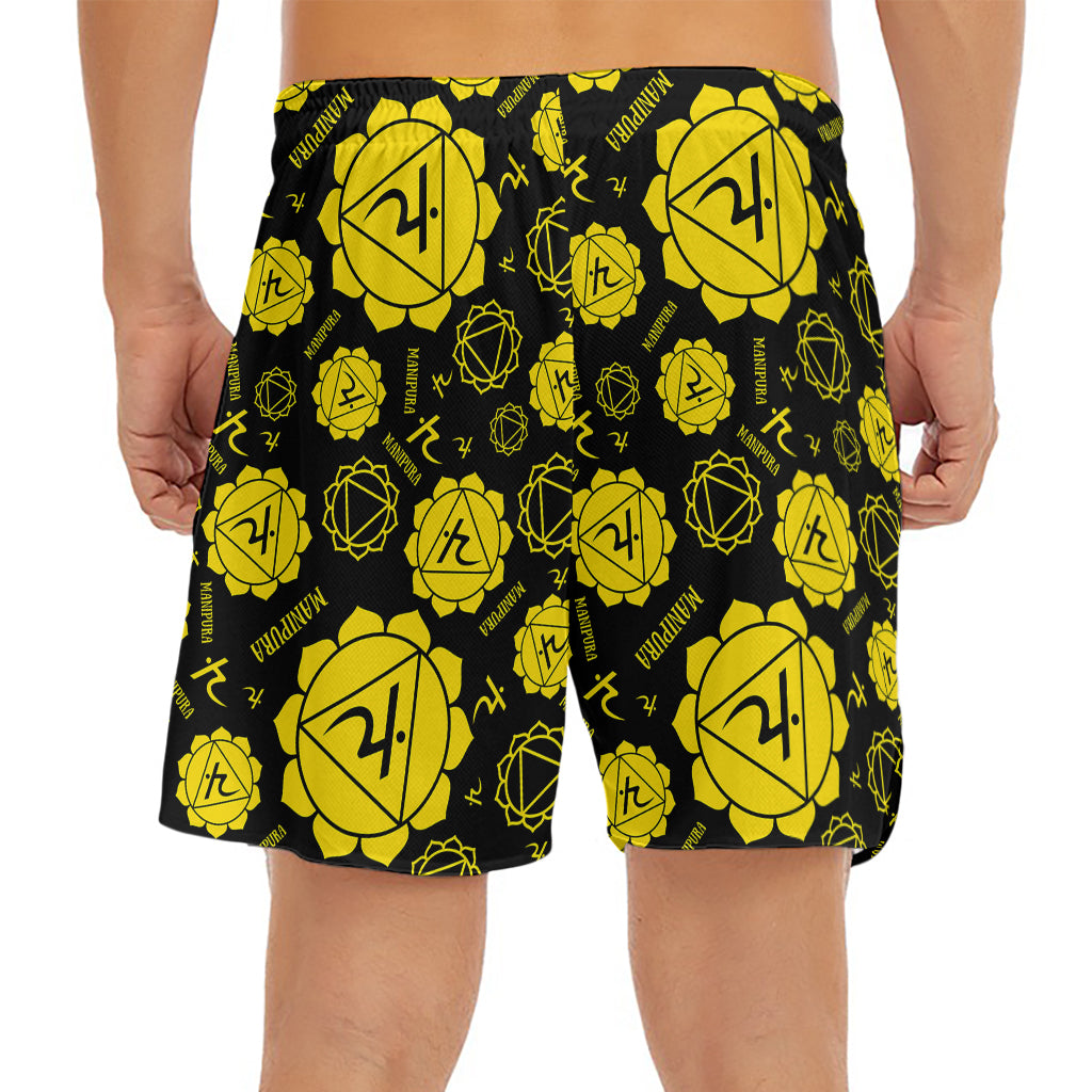 Manipura Chakra Pattern Print Men's Split Running Shorts