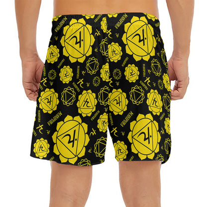 Manipura Chakra Pattern Print Men's Split Running Shorts