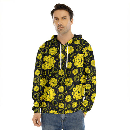 Manipura Chakra Pattern Print Men's Velvet Pullover Hoodie