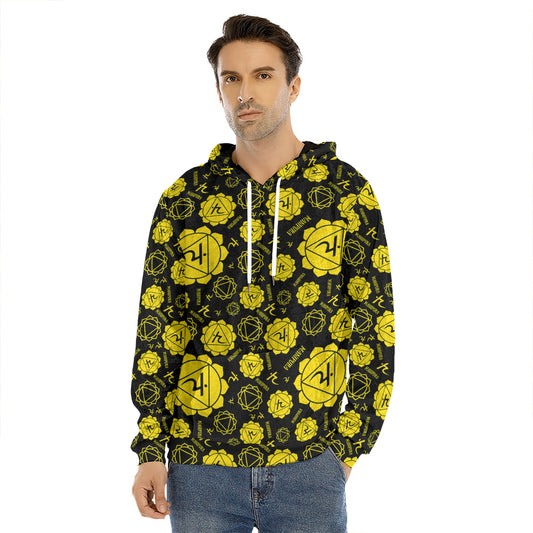 Manipura Chakra Pattern Print Men's Velvet Pullover Hoodie