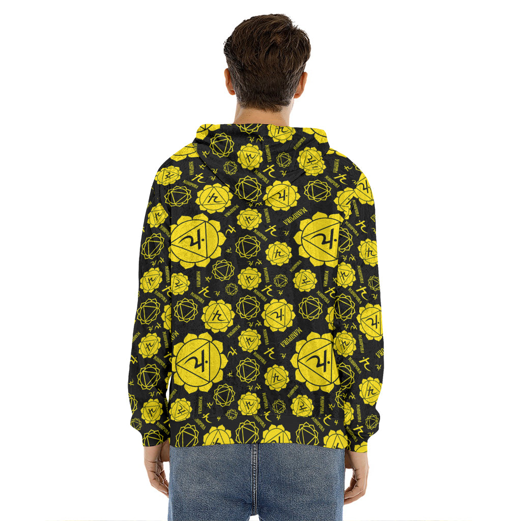 Manipura Chakra Pattern Print Men's Velvet Pullover Hoodie
