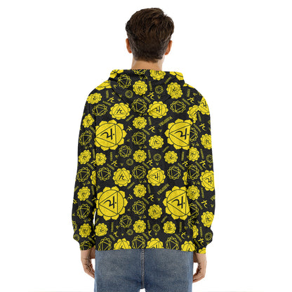Manipura Chakra Pattern Print Men's Velvet Pullover Hoodie