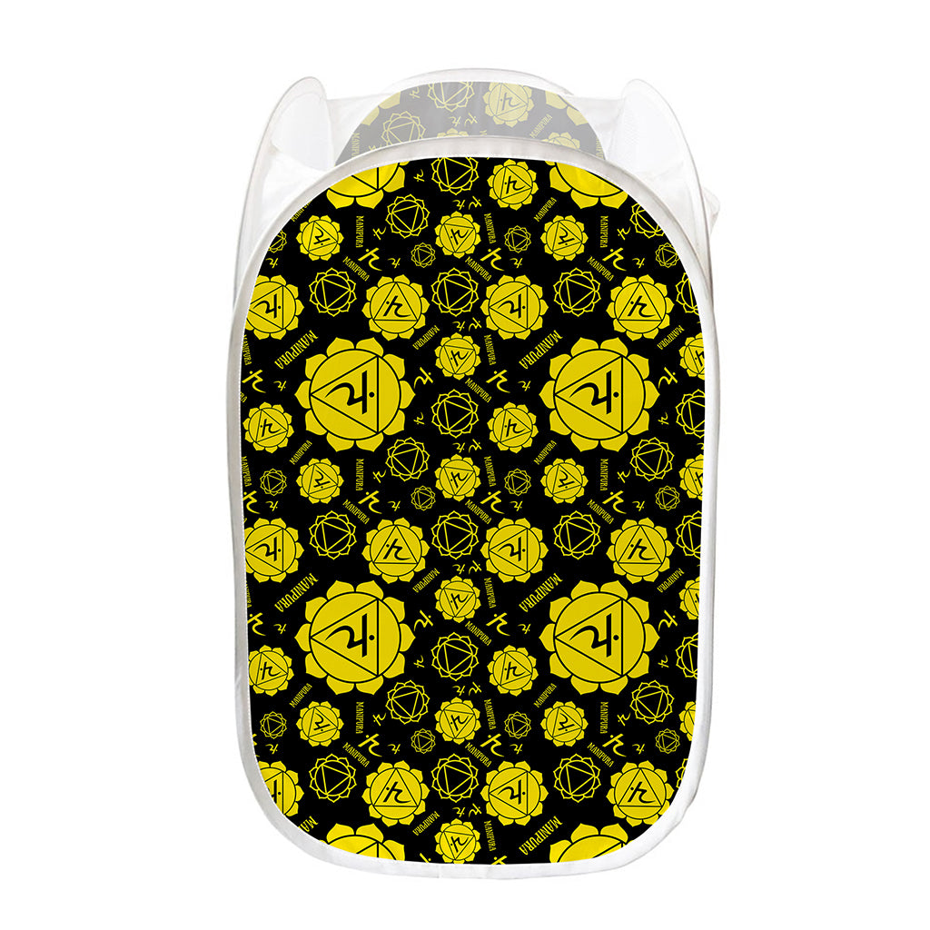 Manipura Chakra Pattern Print Mesh Laundry Hamper