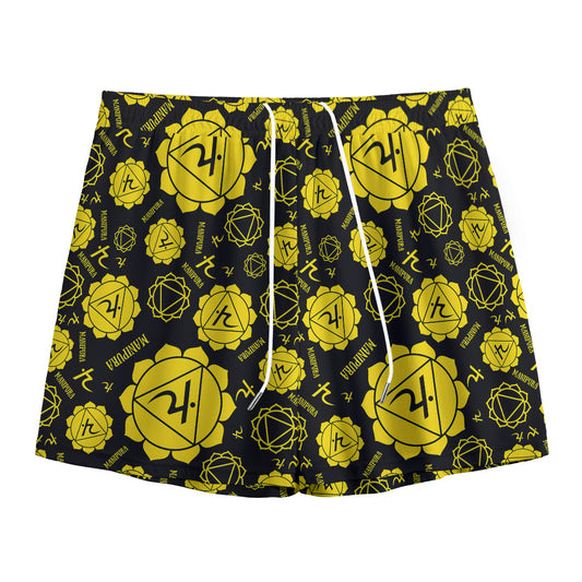 Manipura Chakra Pattern Print Mesh Shorts