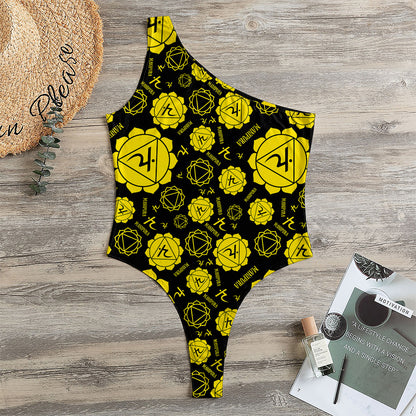 Manipura Chakra Pattern Print One Shoulder Bodysuit