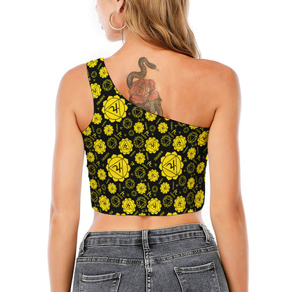 Manipura Chakra Pattern Print One Shoulder Crop Top