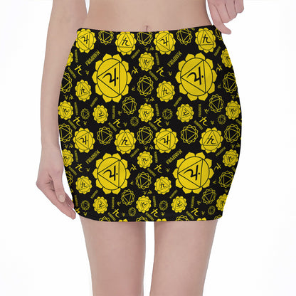 Manipura Chakra Pattern Print Pencil Mini Skirt