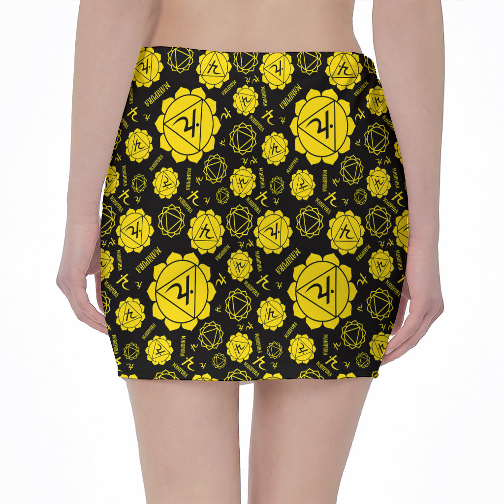 Manipura Chakra Pattern Print Pencil Mini Skirt