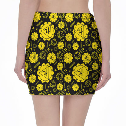 Manipura Chakra Pattern Print Pencil Mini Skirt