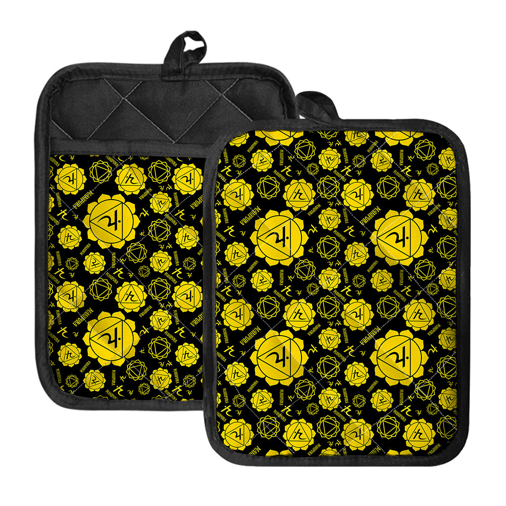 Manipura Chakra Pattern Print Pot Holders With Pocket