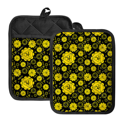 Manipura Chakra Pattern Print Pot Holders With Pocket