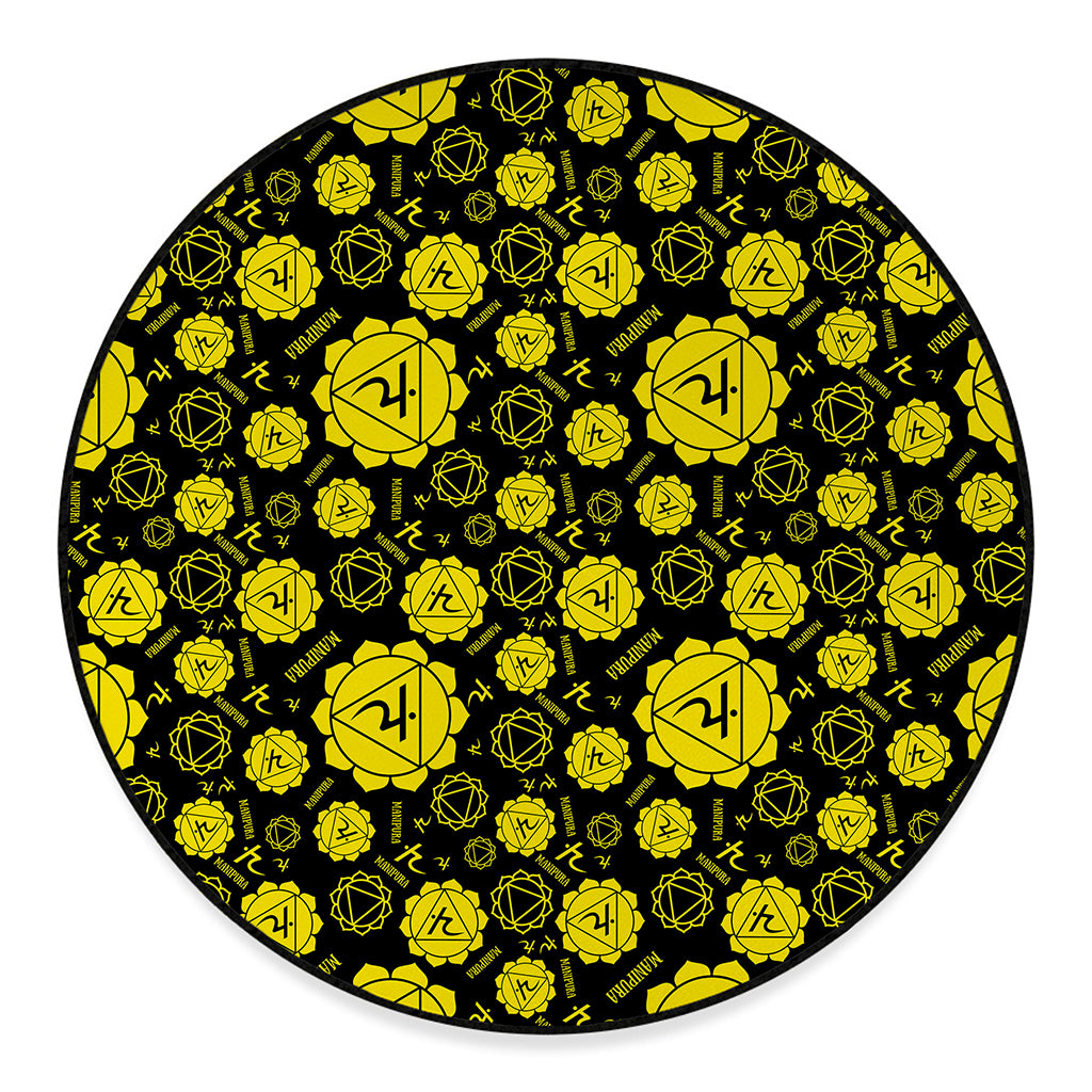 Manipura Chakra Pattern Print Round Floor Mat